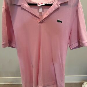 Lacoste Light Pink Short-Sleeve Polo with Green Crocodile Logo